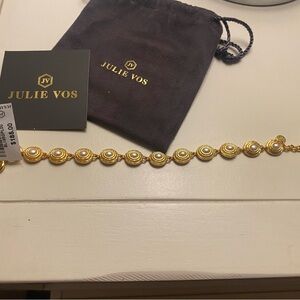 Julie Vos Tudor Gold Tennis Bracelet with Pearls